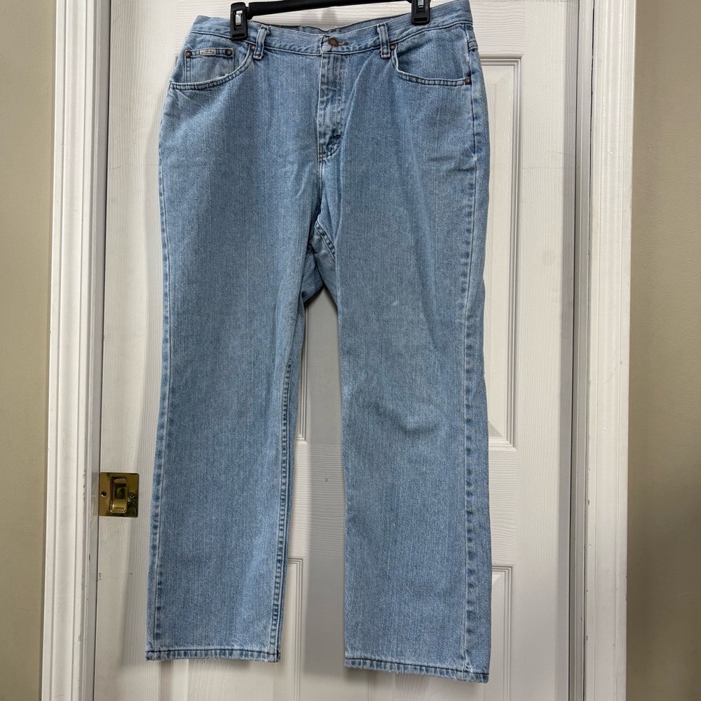 Riders by Lee Mid Rise Straight Leg Jeans Size 16P Blue Light Wash Denim